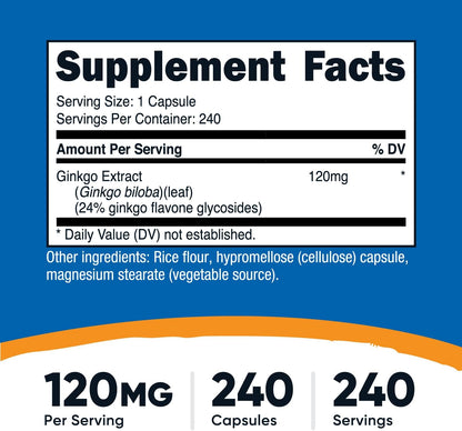 Nutricost - Ginkgo Biloba 120mg, 240 capsulas