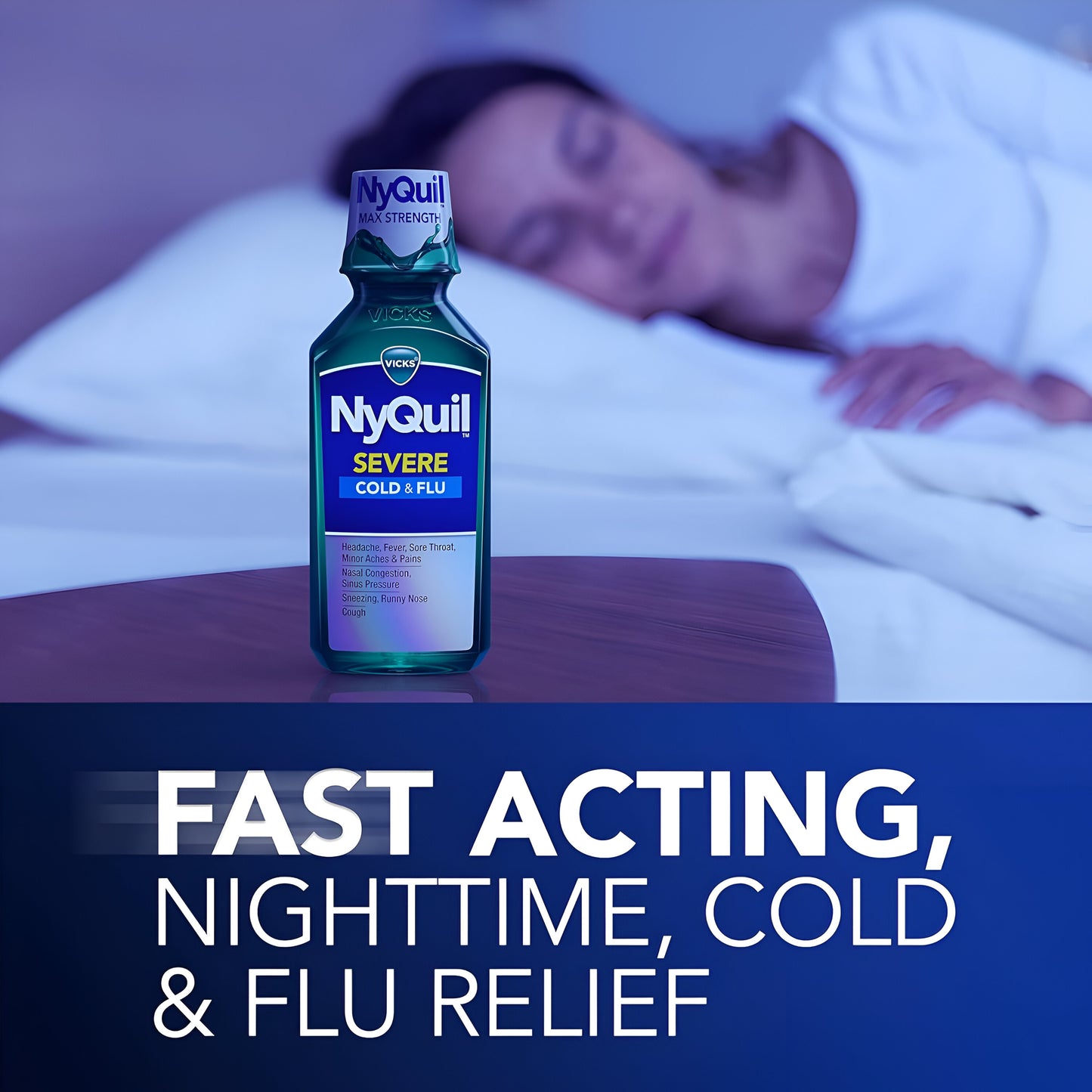 Vicks NyQuil jarabe para el alivio nocturno de la tos y la gripe SEVERE, 354ml
