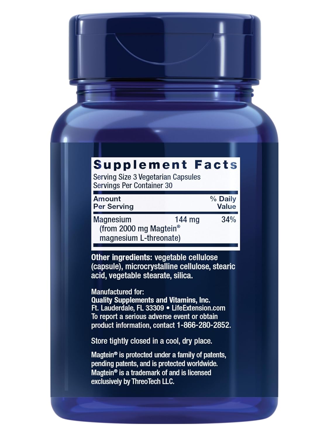 Neuro-Mag Life Extension  Magnesio L-Threonate 90 Cápsulas