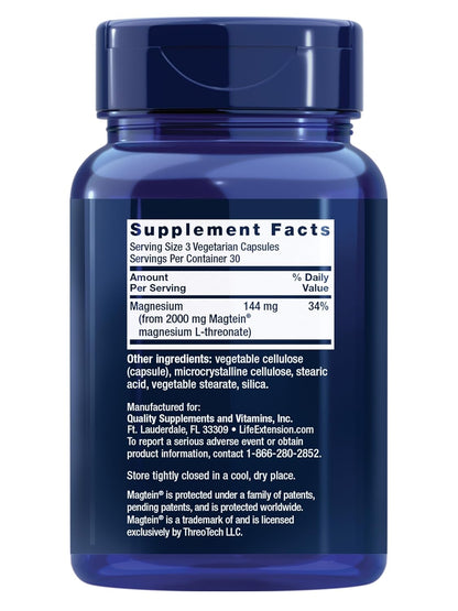 Neuro-Mag Life Extension  Magnesio L-Threonate 90 Cápsulas