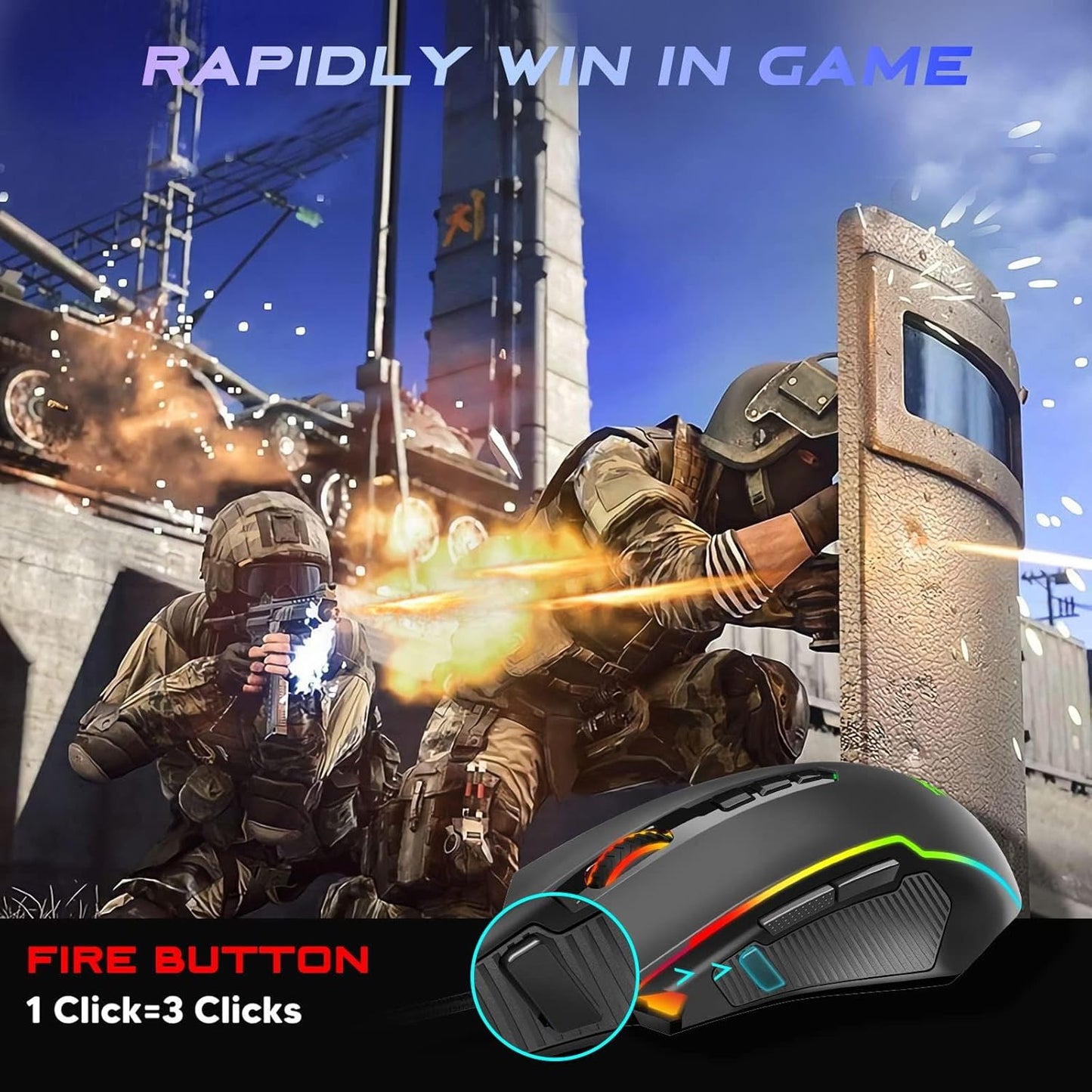 Redragon Gaming Mouse, Wired Gaming Mouse with RGB Backlit, 8000 DPI Adjustable