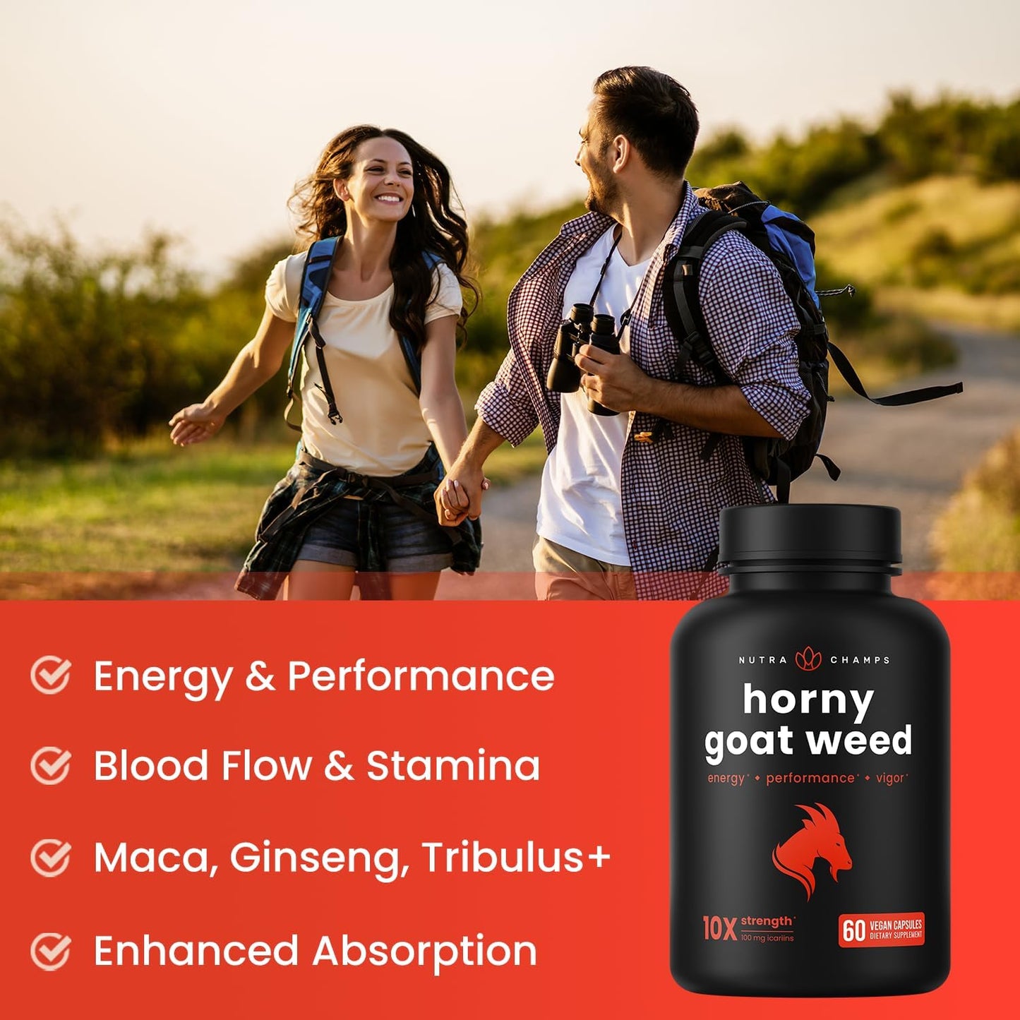 Horny Goat Weed - Extracto de hierba de cabra Premium - 60 capsulas