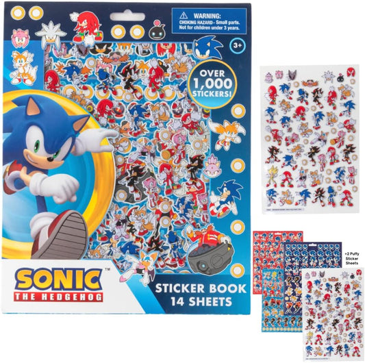 Juego de libros de pegatinas de Sonic - 14 hojas, más de 1200 pegatinas infladas