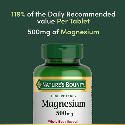 Nature's Bounty Tabletas de magnesio de 500 mg, 200 unidades