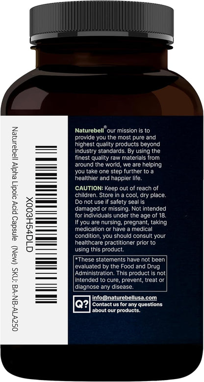 NatureBell Complejo de Ácido Alfa Lipoico, 600mg, 300 Cápsulas