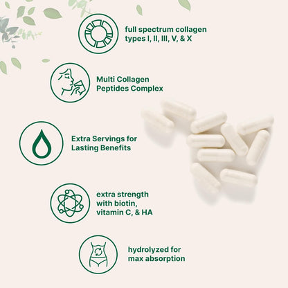 MicroIngredients- Multi Colageno peptides complex tipo I,II,III,V,X - 240 capsulas