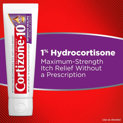 Cortizone-10 Crema intensiva para aliviar la picazón de máxima fuerza, 1% de hidrocortisona 28g
