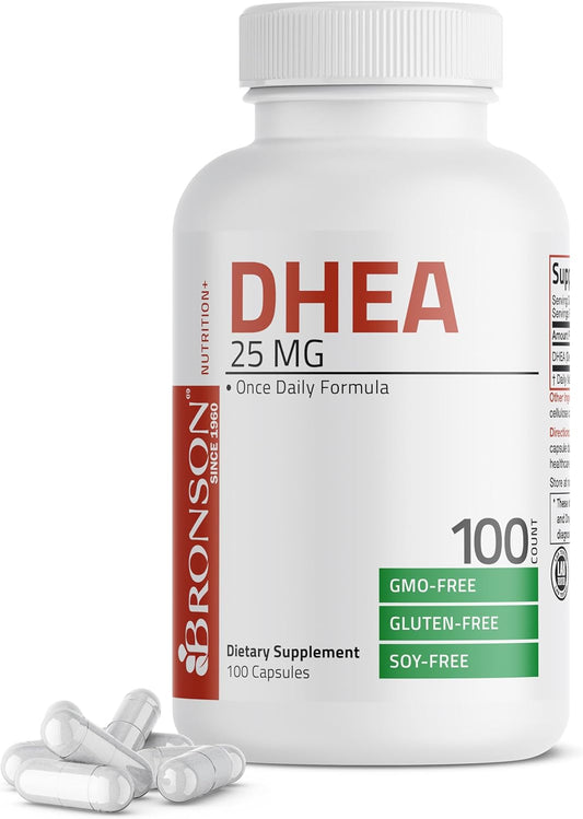 Bronson DHEA 25 mg fórmula una vez al día, 100 cápsulas