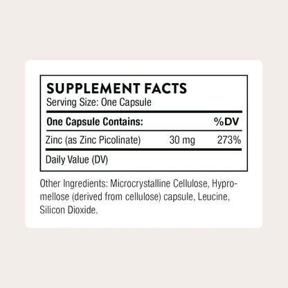 Thorne - Zinc Picolinate 30mg,60 capsulas