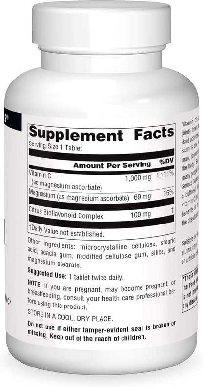 Magnesium Ascorbate 1,000mg Source Naturals , 120 tabletas