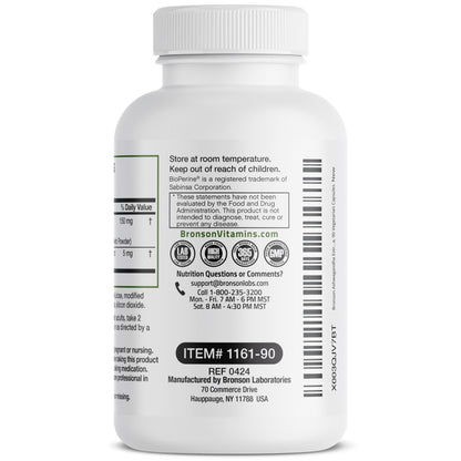 Ashwagandha Bronson  Extra Fuerte , modo y estress con BioPerina - 120  Capsulas