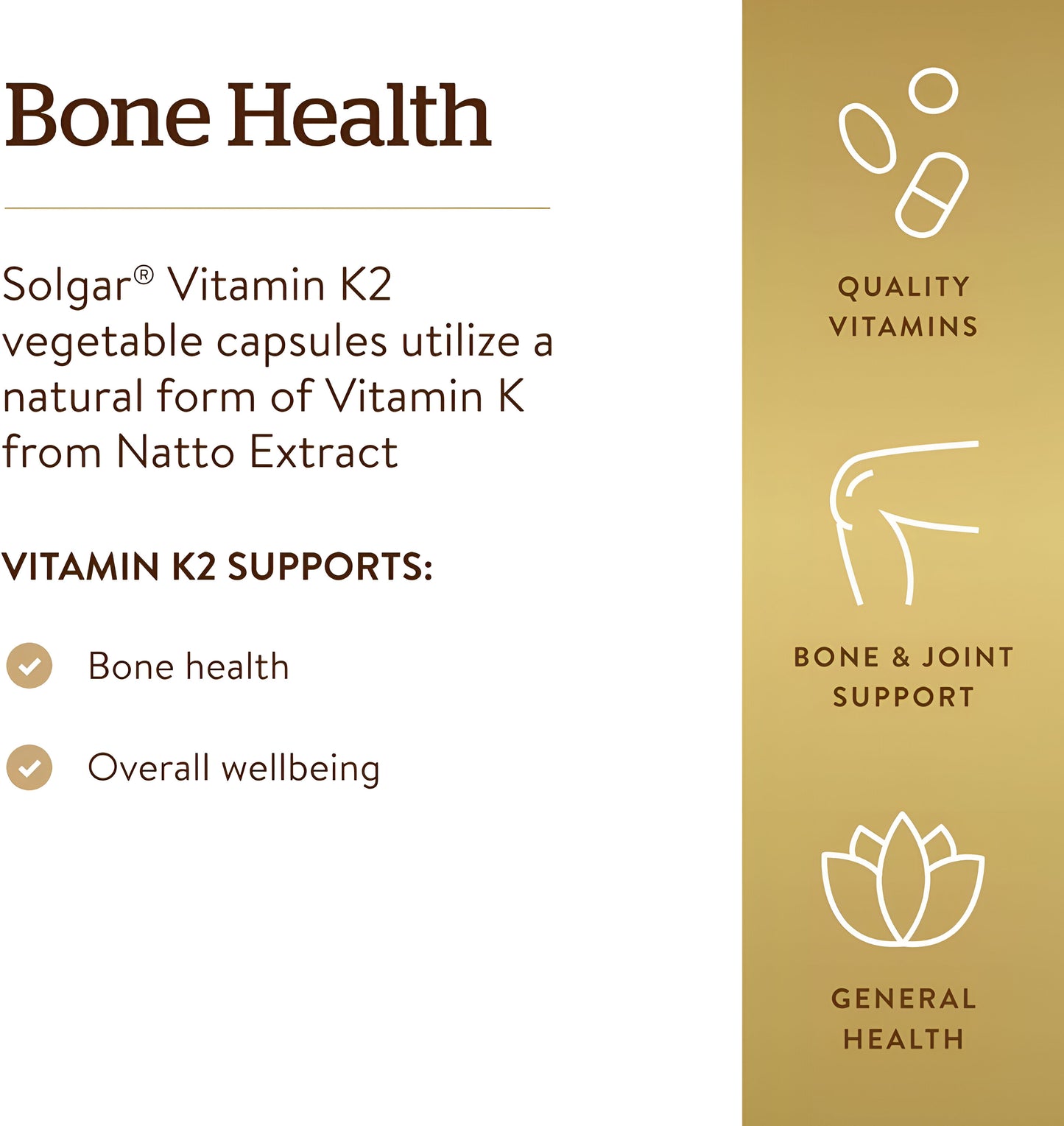 Solgar, Vitamina K2, 100 mcg, 50 cápsulas vegetales