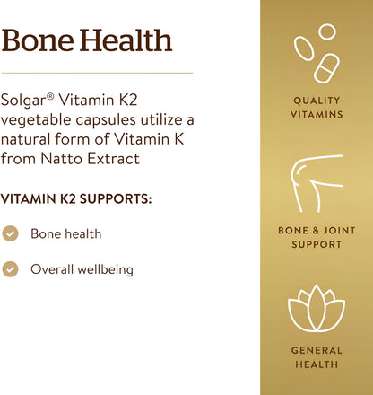 Solgar, Vitamina K2- MK7 100 mcg, 50 cápsulas vegetales