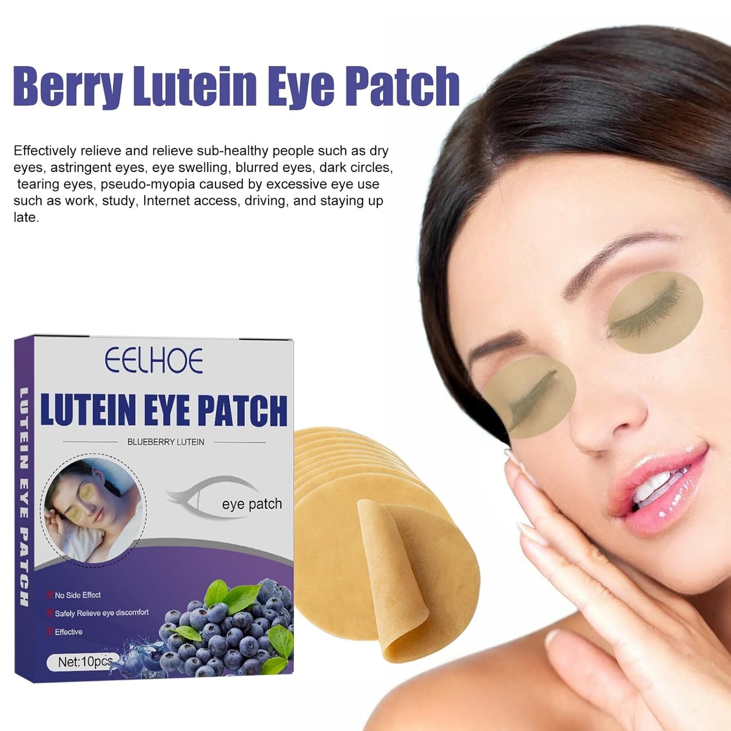Parches refrescantes de luteína de arándano, 10 pcs