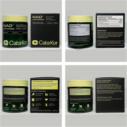 Cata-Kor Suplemento liposomal NAD+ con resveratrol - Alternativa al suplemento NMN - 60 cápsulas