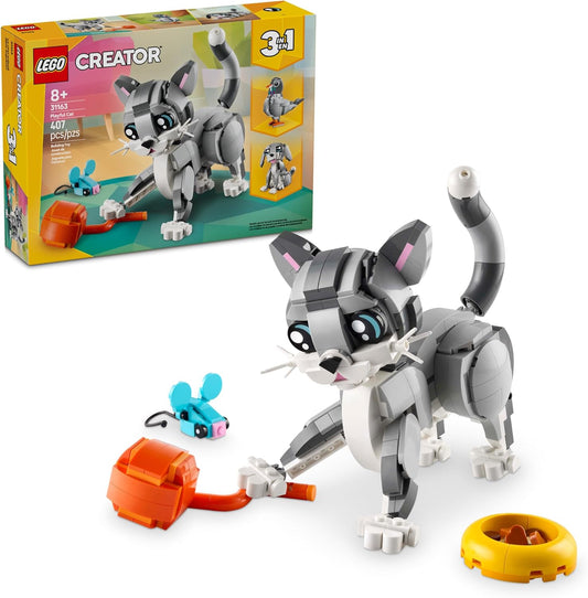 LEGO Creator 31163 - 3 en 1 Juguete de Gato Juguetón - Juguete de Construcción con 3 Opciones de Construcción, Gato, Perro o Paloma - 31163