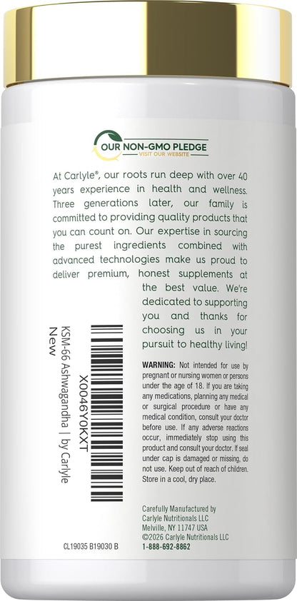 Carlyle KSM-66 Ashwagandha Root Extract 600mg | 120 capsulas vegetarianas