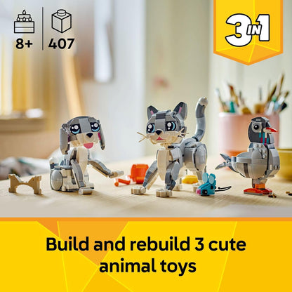 LEGO Creator 31163 - 3 en 1 Juguete de Gato Juguetón - Juguete de Construcción con 3 Opciones de Construcción, Gato, Perro o Paloma - 31163