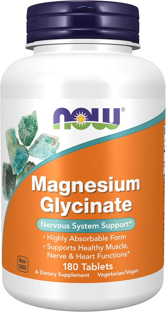 Now - Magnesio Glycinate 200mg por porcion , 180 tabletas