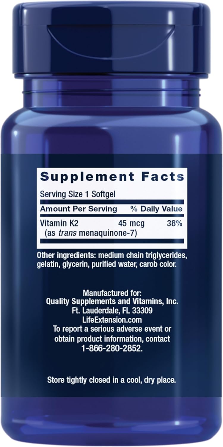 Life Extension - Low Dose Vitamina K2(MK-7) 45mcg, 90 capsulas