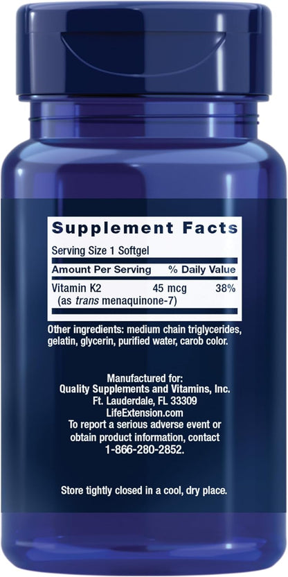 Life Extension - Low Dose Vitamina K2(MK-7) 45mcg, 90 capsulas
