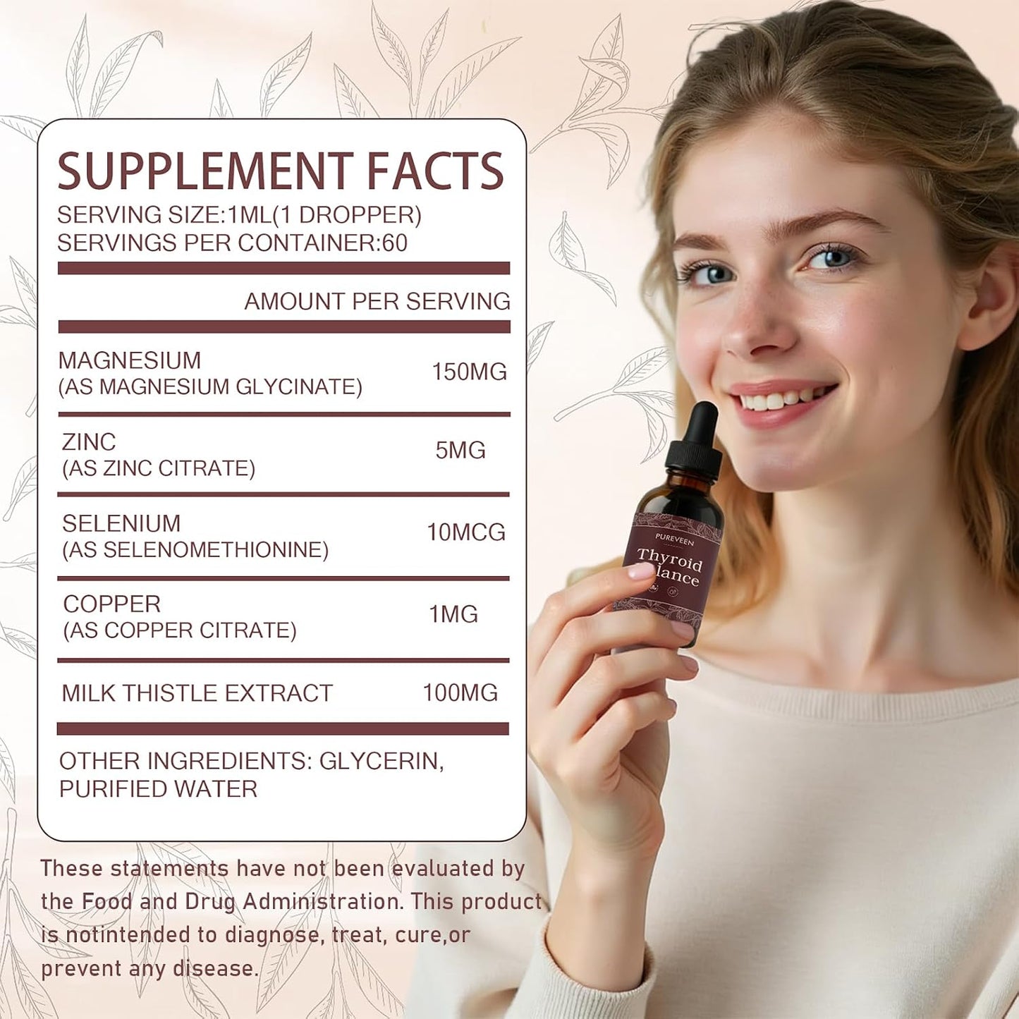 Pureveen - Balance tiroideo para mujeres, 60ml