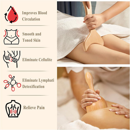 Xokocli Herramientas de masaje de terapia de madera 7 en 1 Masajeador de drenaje linfático para músculos