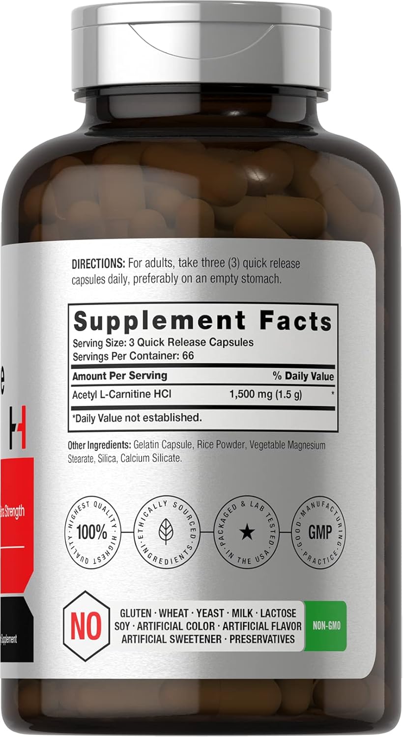 Horbaach Acetyl L-Carnitina 1500mg | 200 Cápsulas