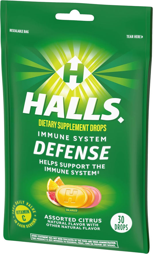 HALLS Immune SYSTEM DEFENSE - sabores citrus, 30 caramelos