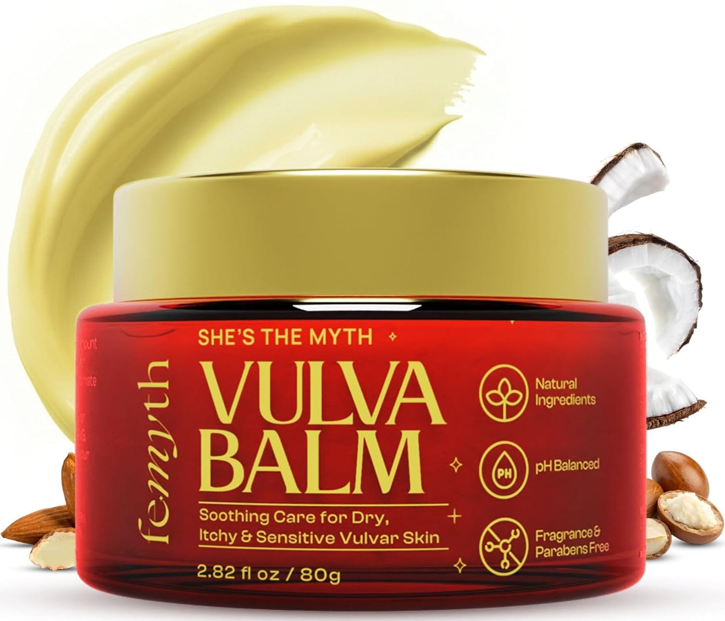 Bálsamo para la vulva Vaginal  Femyth  - hidratante vaginal para la sequedad, picazón e irritación - Crema hidratante para la vulva, ideal para la menopausia y el posparto.80 gr.