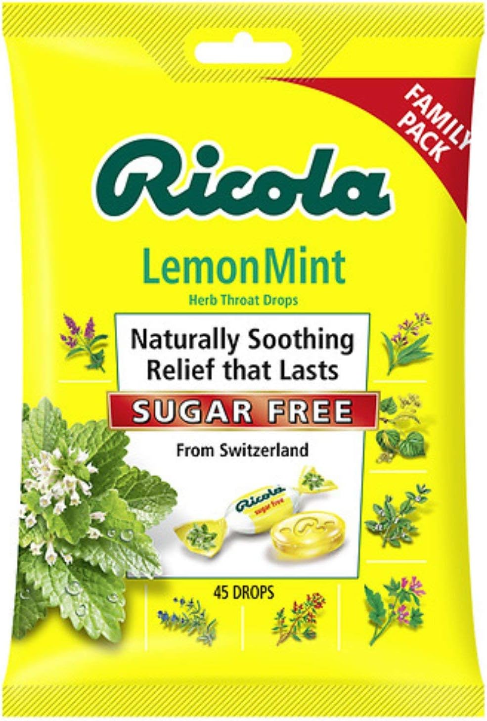 Ricola Gotas supresoras de la tos de hierbas sin azúcar y menta y limón