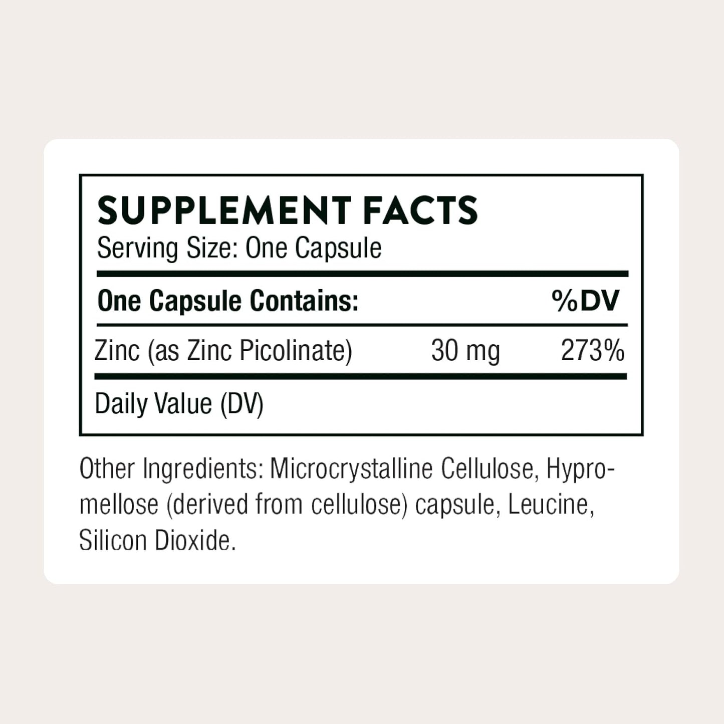 Thorne Research - Picolinato de zinc 30mg 180 cápsulas