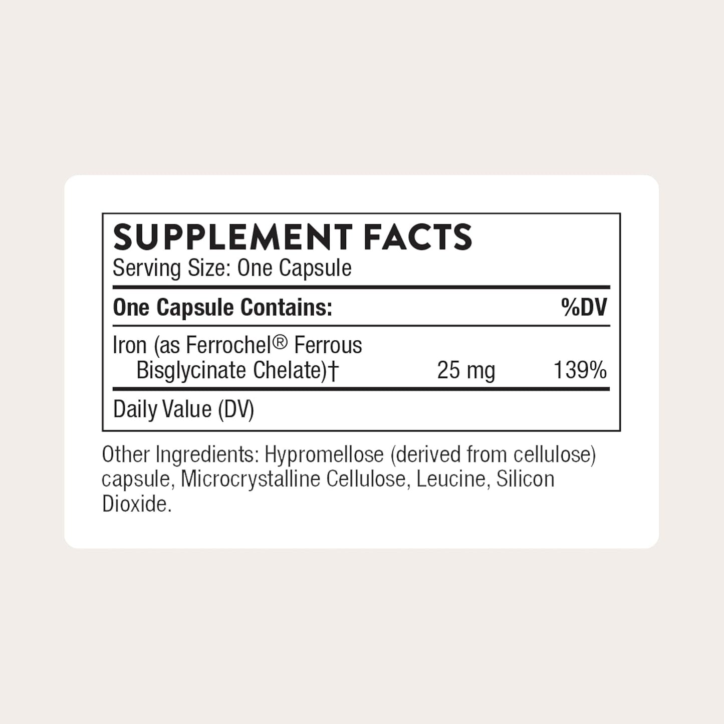 Thorne, Hierro Bisglycinate 60 cápsulas vegetarianas