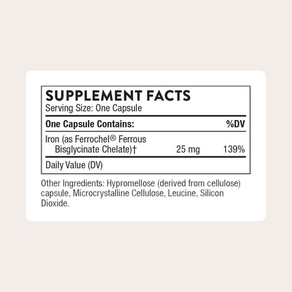 Thorne, Hierro Bisglycinate 60 cápsulas vegetarianas