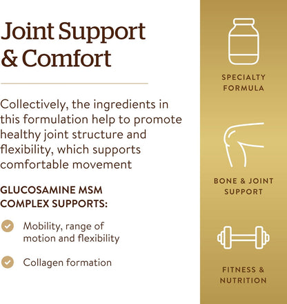 Solgar - Glucosamina MSM complex sin mariscos, 120 tabletas
