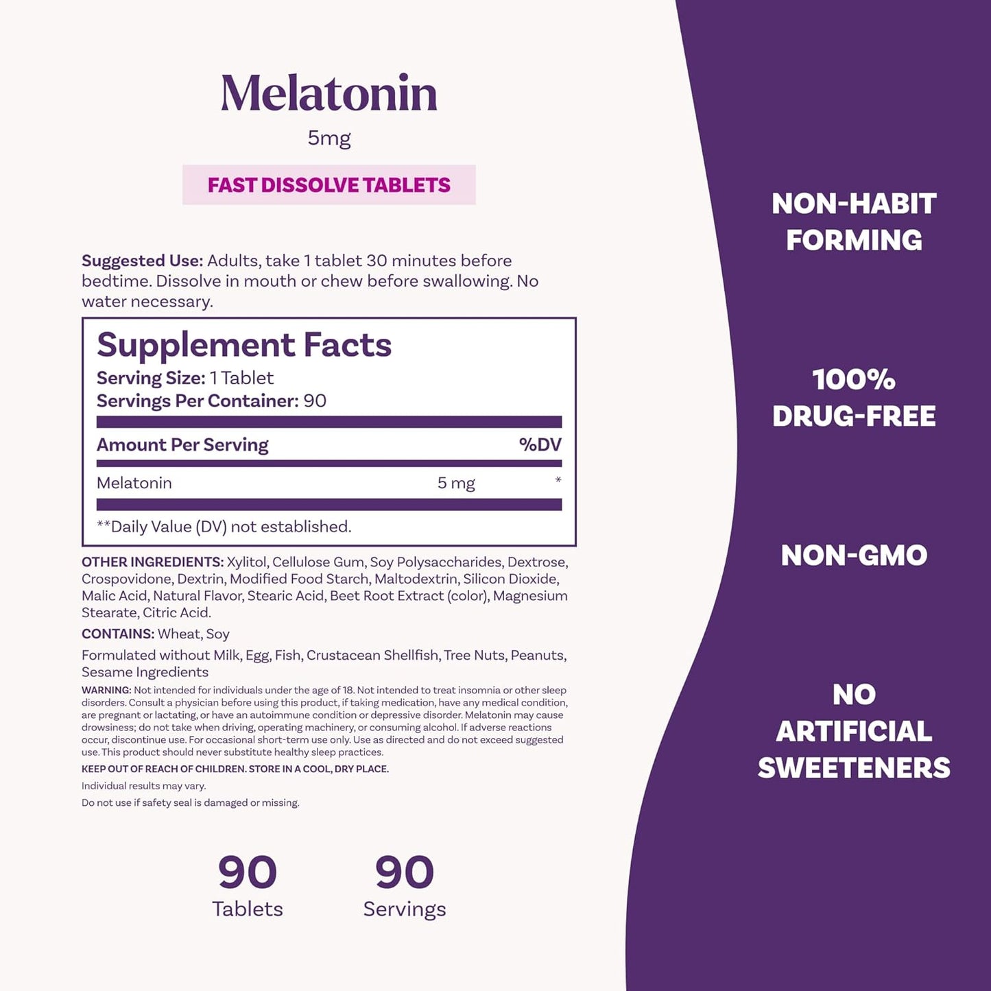 Melatonina Natrol 5mg en tabletas , Fast Dissolve