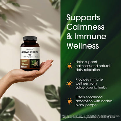Nature Bell , Ashwagandha 12,500mg con pimienta negra - 240 capsulas