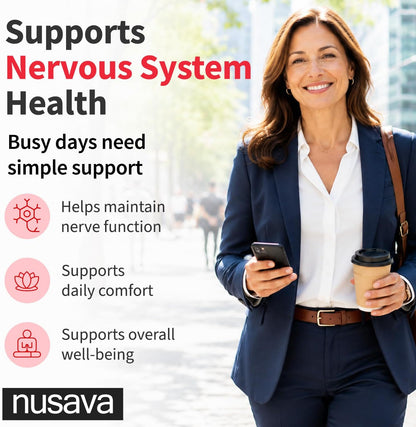 Nusava, Gotas de suplemento líquido de vitamina B12 con sabor a frambuesa, con B6, B1, niacina y ácido fólico, 60ml
