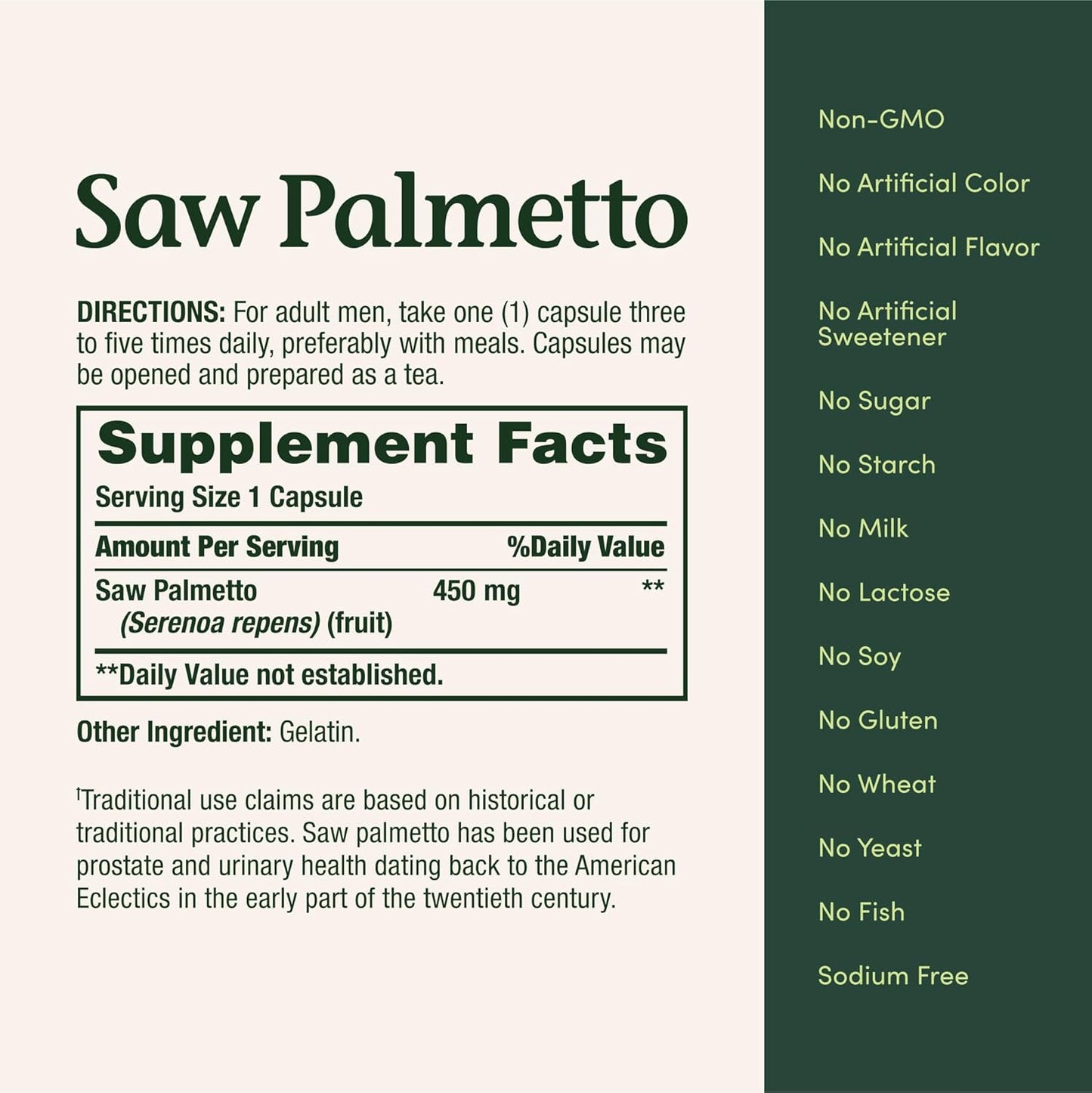 Natures Bounty Saw Palmetto 450 mg 250 Capsulas