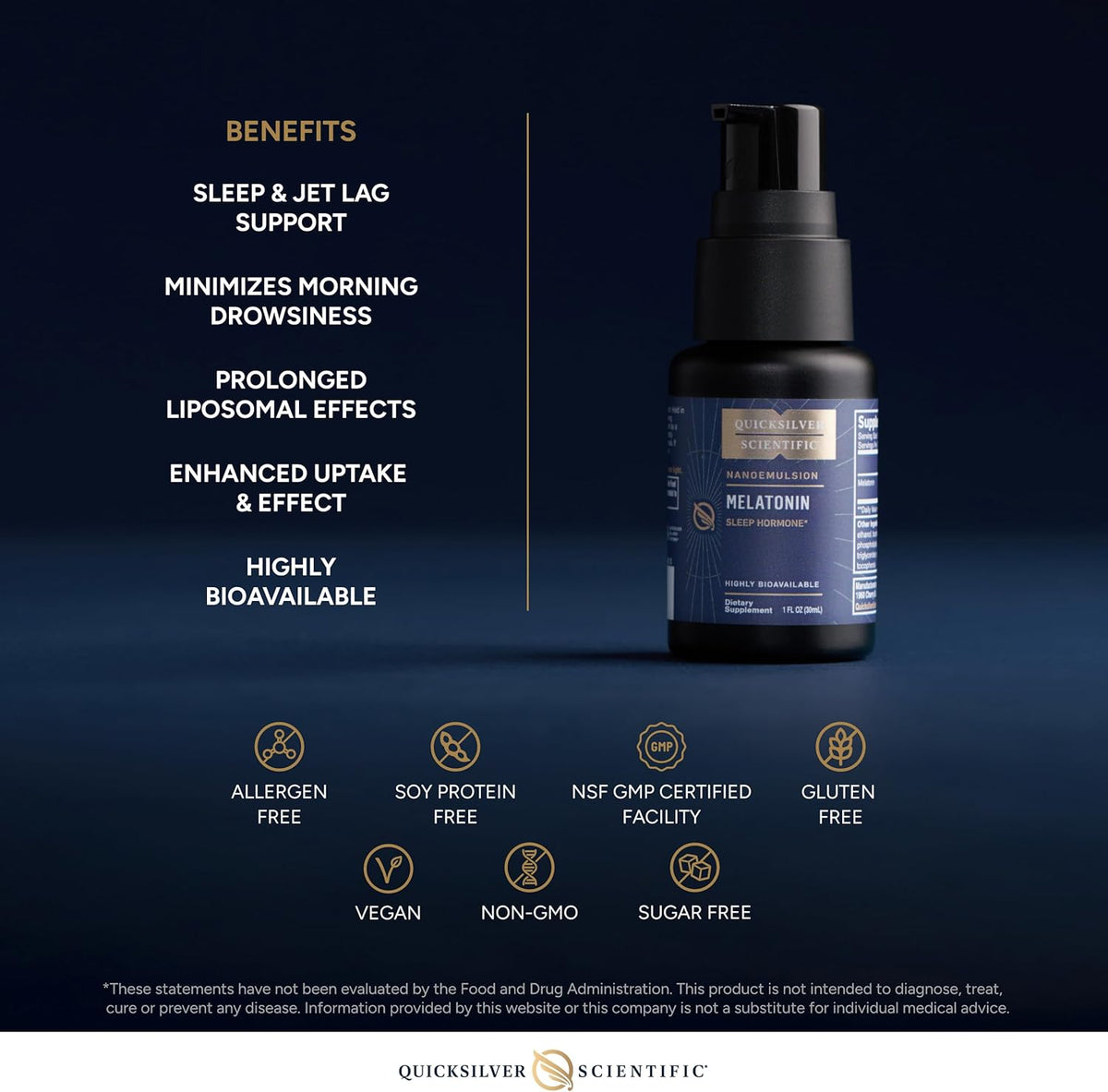 Quicksilver Scientific Melatonina liposomal – Líquido de apoyo inmunológico para adultos – Absorción eficiente y superior, 1 mg