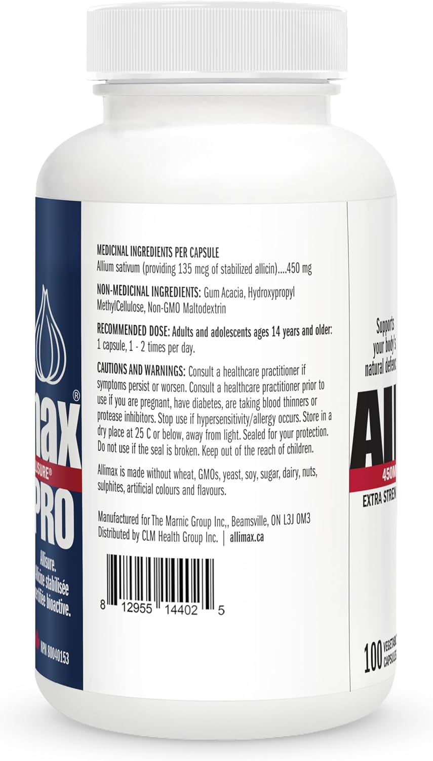 Allimax Pro Practitioner Strength 450 mg de alicina de ajo, 100 cápsulas vegetarianas