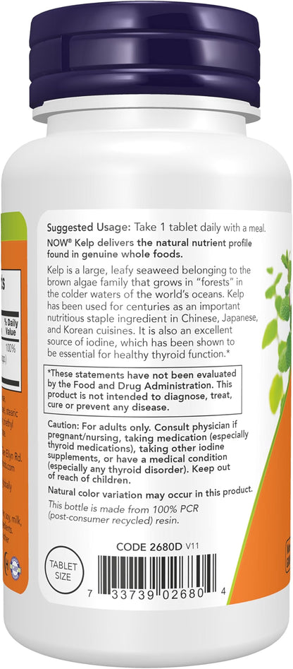 NOW Suplementos, Kelp 150 mcg de yodo natural, 200 tabletas