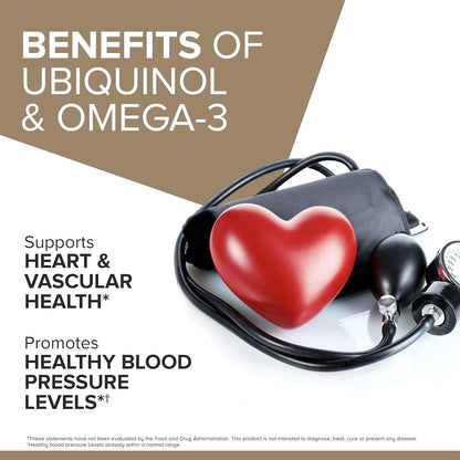Qunol Plus Ubiquinol + Omega-3, 200mg + 250 mg, 90 capsulas
