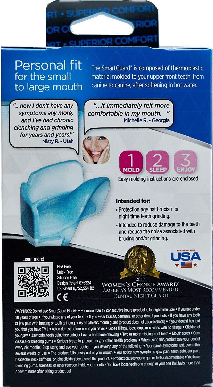 Elite (2 Protectores 1 funda de viaje) Protector dental Custom Anti dientes de molienda, Guardia nocturna para tensado – TMJ dentista diseñado – bruxing férula Protector para la boca para alivio de los síntomas
