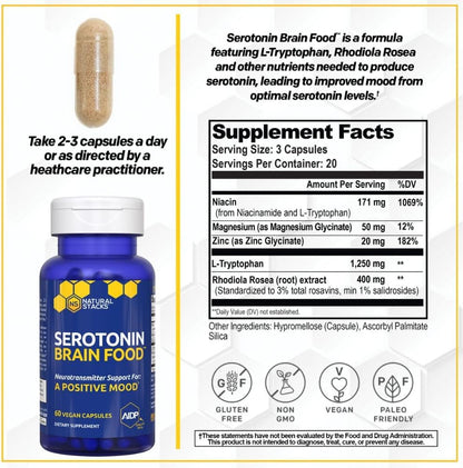 Natural Stacks Serotonina Brain Food 60 cápsulas