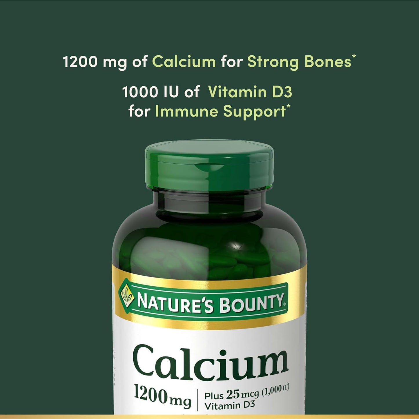 Natures Bounty - Calcium 1200mg plus 25mcg(1000IU), vitamina D3 - 220cápsulas blandas de liberación rápida