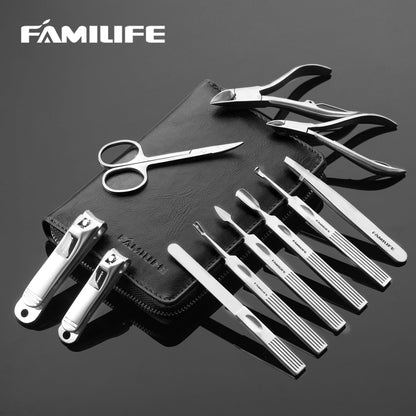 FAMILIFE - Kit de manicura profesional para uñas, 11 en 1,  de acero inoxidable