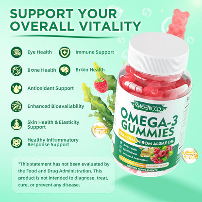 MEENCCD Gomitas veganas Omega-3 de 1000 mg, 60 unidades