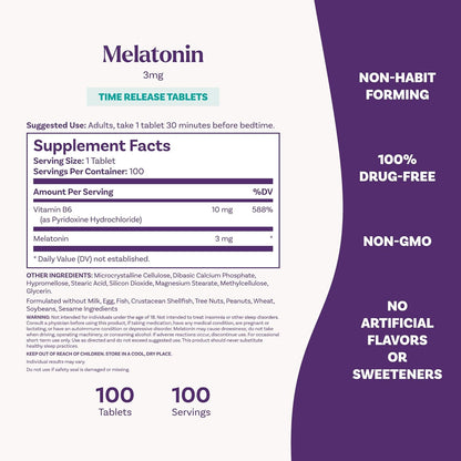Natrol Sleep - Melatonina 3mg Time release, 100 tabletas sin sabor