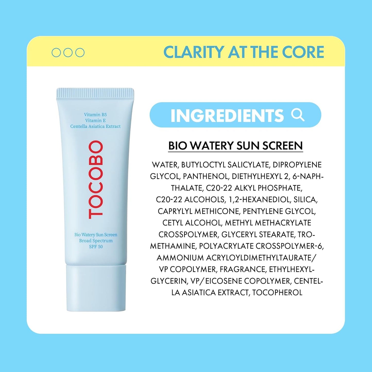Bio Watery Sunscreen SPF 50 - Crema solar coreana de amplio espectro con ácido hialurónico, 40ml